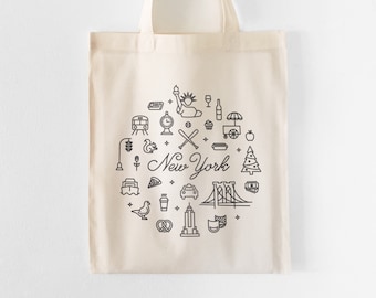 New York tote bag for wedding favors, welcome bag, bachelorette party, bridesmaid, maid of honor, mother of the bride, bridal party bags.