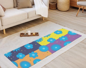 Floral Yoga Mat: Anti-Slip Rubber Base, Micro Suede Top