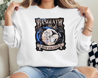 Moletom com bordado de dragão, blusa de gola redonda Booktok Basgiath War College
