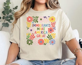 Einwanderer machen Amerika Floral Comfort Farben Shirt
