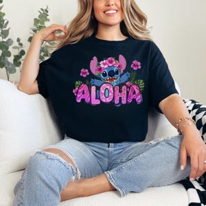 Koszulka Aloha Hibiscus Tee Hawaii Tshirt Comfort Colors Koszulka damska, Oversized Boho Shirt, Beach Summer Tee, Aloha Large Graphic Print Tee