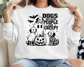 Bluza z nadrukiem "Psy, bo ludzie są przerażający" na Halloween: upiorny prezent dla mamy psa