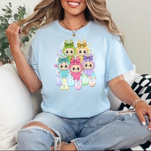 Cute Cartoon T-Shirt, Labubu Shirt, Aesthetic Kawaii Tee, Gift for Her, Soft Graphic Tee, Trendy Cute Shirt, Custom Labubu Design