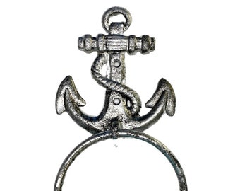 Cast Iron Anchor Towel Holder Nautical Decor