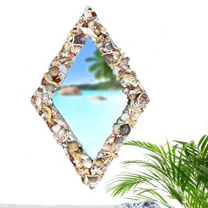 Seashell and Coral Wall Mirror for Coastal Beach and Nautical Decor / Reef Coral Mirror with Driftwood
