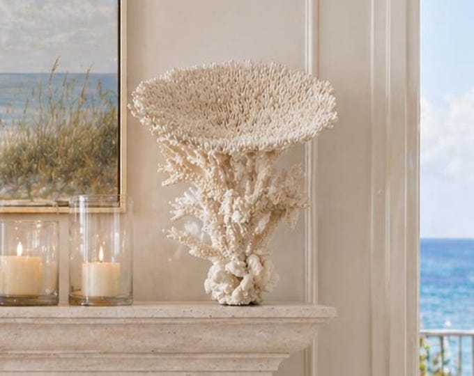 White Table SP Reef Coral Sculpture: Coastal Statement Piece (#CS-0719)