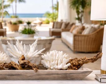 White Coral & Grapewood Coastal Statement | Luxury Coastal Decor | Beach House Centerpiece | One of a Kind