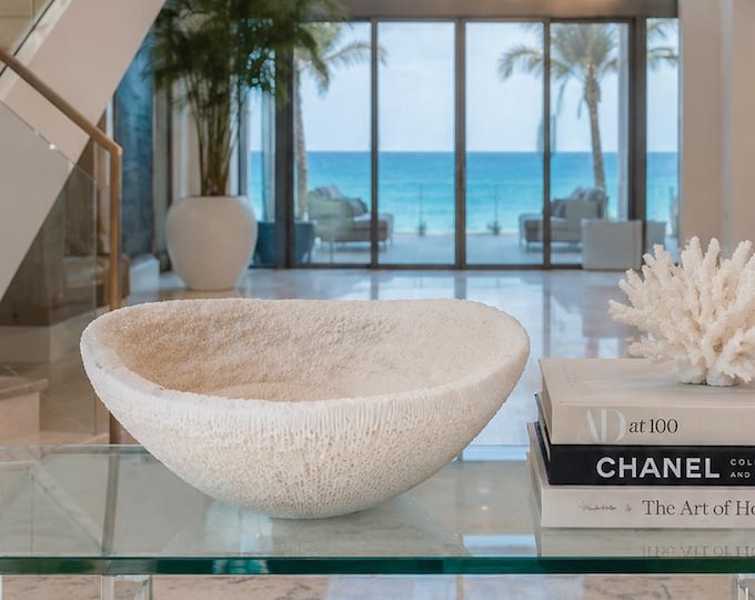 Genuine White Bowl Coral Specimen | Luxury Coastal Decor | Authentic Coral Display BWL-104