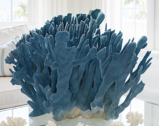 Large Natural Blue Reef Coral Creation: Coastal Decor Collector's Piece