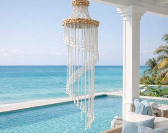 シェルプリンセス Windflower｜超豪華パール＆ダイヤカスタム Spiral Cascading Shell Wind Chime Awesome African Tribal Hand Work