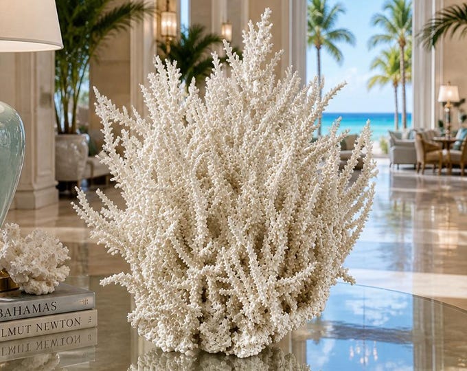 Large White Octopus Reef Coral Sculpture: Coastal Statement Piece (#CO-0927)