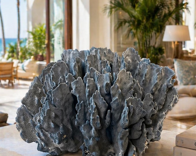 Large Natural Blue Reef Coral, Luxury Coastal Statement Piece (#A-4)