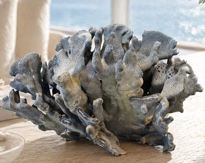 Large Natural Blue Reef Coral, Luxury Coastal Statement Piece (#A-2)