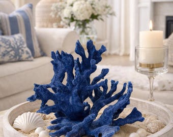 Genuine Blue Reef Coral: Natural Coastal Decor (5-7 inch) for Nautical Decor