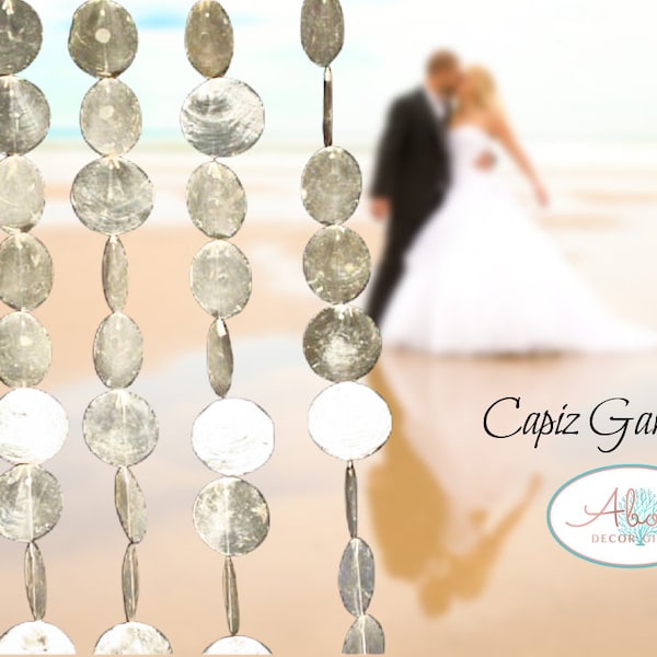 Seaside Dreams Capiz Shell Garland - Natural Beach Wedding Decor - Set of 2