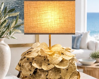 Placuna Oyster Shell Table Lamp: Coastal Nautical Decor