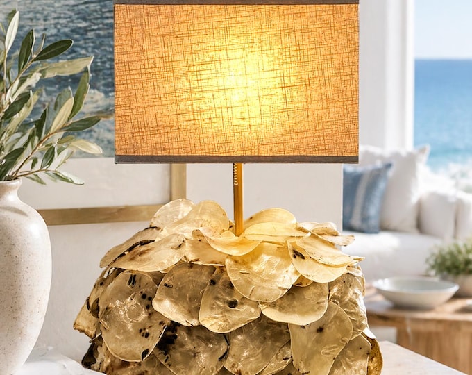 Placuna Oyster Shell Table Lamp: Coastal Nautical Decor