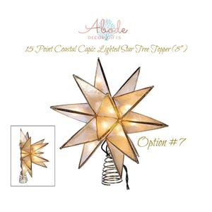 Seashell Christmas Ornament, Capiz Sputnik Star Tree Toppers and Coastal Angel Nautical Beach Decoration