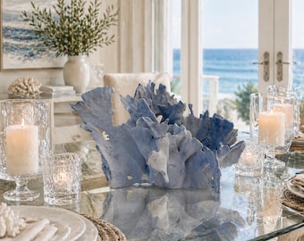 Large Natural Blue Reef Coral, Luxury Coastal Statement Piece (#A-8)