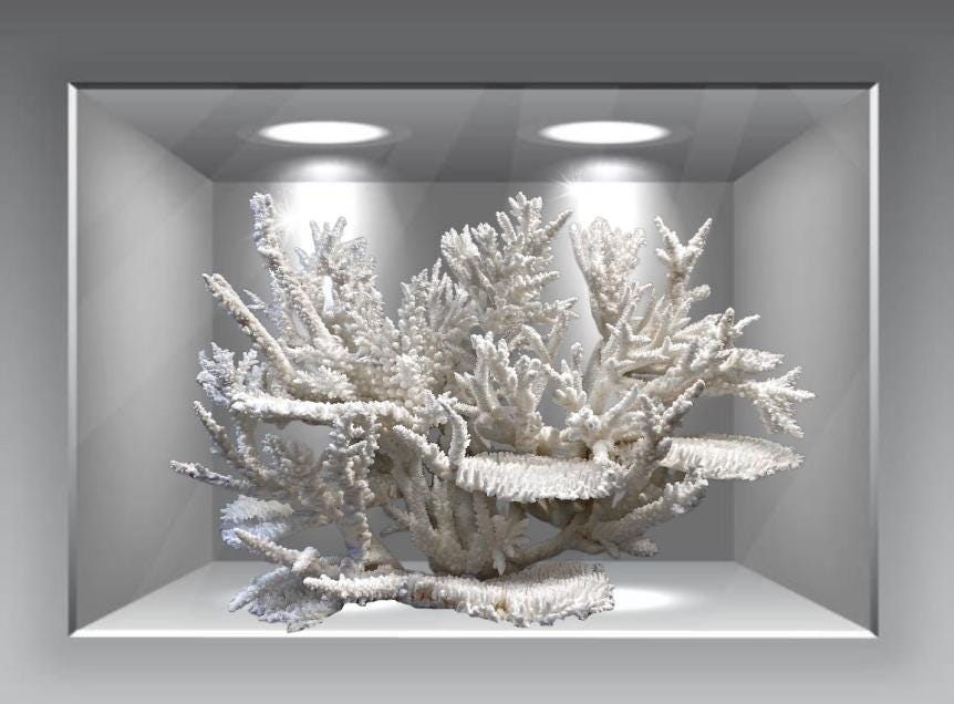 Large White Reef Coral Sculpture: Nautical Coastal Decor