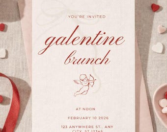 Galentines Brunch Einladung, Valentines Canva bearbeitbare Vorlage, digitaler Download, Printrable, Brunch