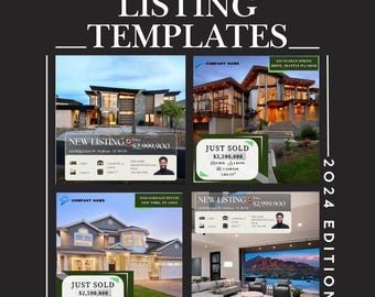 Canva Editable Real Estate Template For Facebook Instagram Linked In | Listings, Just Sold, & More | Listing Template