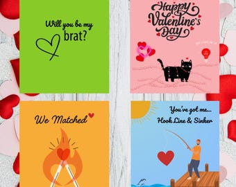 Printable Valentine’s Cards | Simple Cards | Digital Download for Couples | Easy Cut Out | CharlieXCX Inspired | Black Cat