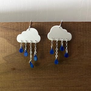 Pendientes colgantes de nube de lluvia / Impresos en 3D