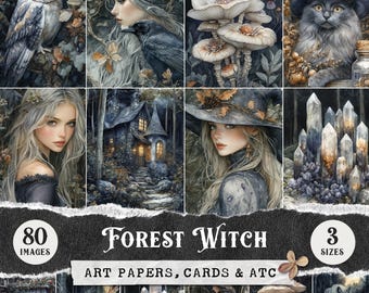 Witchy Junk Journal Kit, Mystical Halloween Journal Pages, Spooky Digital Paper, Dark Cottagecore Collage Sheets, Scrapbook Ephemera JPG