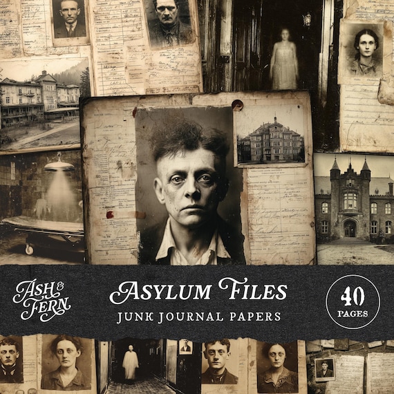Mental Hospital Files Junk Journal Kit, Vintage Asylum Documents, Haunted Patient Records, Printable Ephemera Pages, Halloween Backgrounds
