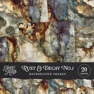 Roest en verval achtergrondpapier, vintage grunge bemoste patina afdrukbare texturen voor ongewenste dagboek plakboek collage mixed media JPG