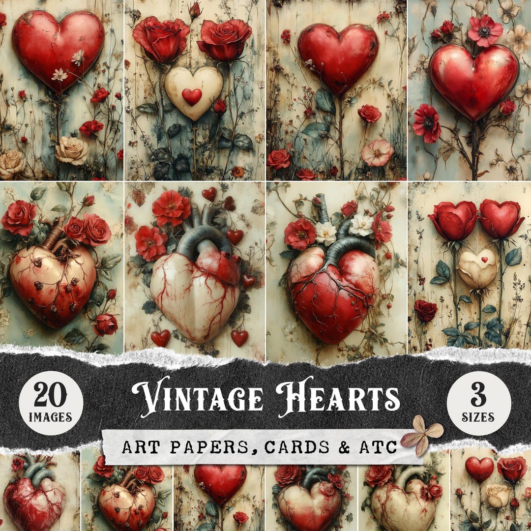 Vintage Anatomy Heart Illustrations, Romantic Gothic Art Junk Journal ...
