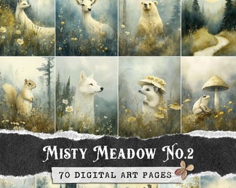 Watercolor Woodland Animals Printables: Mystical Forest Junk Journal, Scrapbooking & Collage Ephemera Images (Digital Download)