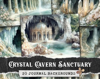 Crystal Cave Junk Journal Pages: Elven Realm Scrapbook Paper (Digital Download)