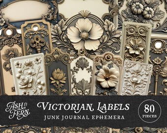 Victorian Labels & Tags: Junk Journal Ephemera Kit (Digital Download)