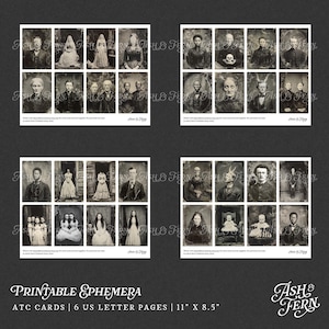 Pu&ograve; includere: Una collezione di effimeri stampabili con ritratti in bianco e nero in stile vintage di individui e gruppi su quattro pagine da 27,9 cm per 21,6 cm. Le carte mostrano varie figure in abiti storici, alcune delle quali con elementi soprannaturali.