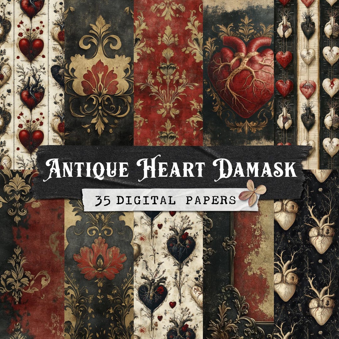 Victorian Gothic Digital Paper Pack – Damask Wallpapers, Dark Academia ...