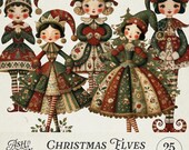 Christmas Elf Paper Dolls Printable Vintage Ephemera Cutouts Fussy Cuts for Junk Journal Scrapbooking Collage Paper Crafts JPG