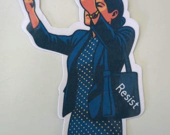 RESIST Demon Aufkleber – Mutiger feministischer Aktivismus Aufkleber (mittele Finger Pose) • Politischer Vinyl Aufkleber für Laptop, Wasserflasche, Notizbuch