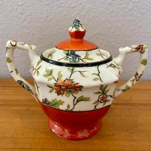 1950s vintage Japanese Moriyama Mori-Machi lusterware sugar bowl