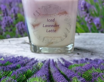 Geeiste Lavendel Latte Sojakerze