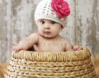 Baby Girl Hat,  Newborn Crochet Hat, Spring Hat, Summer Baby Hat