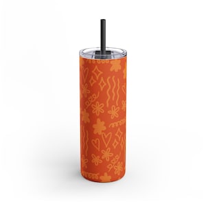 Orange Daisy Doodle 20oz Tumbler With Straw