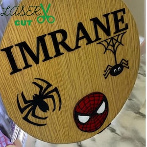 Türschild „Spider-Man und Spinnen“ – lasergeschnittene Datei (Svg, Ai, Eps, Pdf, Cdr)
