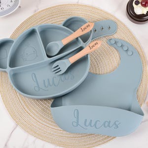 Personalized Silicone Baby Weaning Set: Custom Plate & Bib