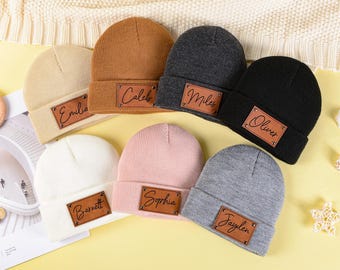 Personalized Knit Baby Beanie, Custom Name Toddler Hat