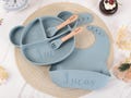 Personalized Silicone Baby Weaning Set: Custom Plate & Bib