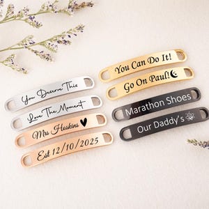 Personalised Metal Shoe Tags,Custom Marathon&Running ID Plate, Anti-Rust Lace Charm, Metal Shoe Lace Charm, Marathon Gift,Running Group Gift