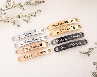 Etichette personalizzate in acciaio inossidabile per scarpe da corsa: ciondoli con lacci identificativi per maratona