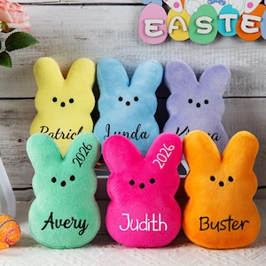 Peluche de conejito de Pascua personalizado: relleno de cesta de conejo de Pascua personalizado